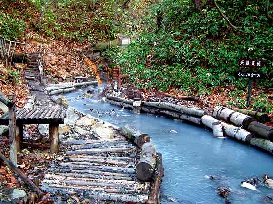 大湯沼川の天然足湯